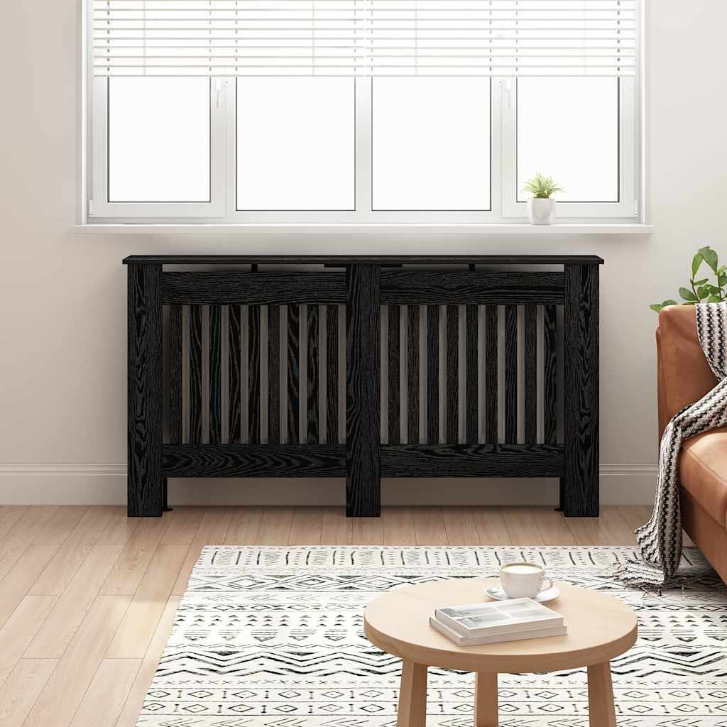 Radiator Cover Black Oak Effect 152 x 19 x 81.5 cm