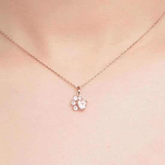 Women Dog Cat Claw Rhinestones Pendant Necklace Chain Jewelry Gifts