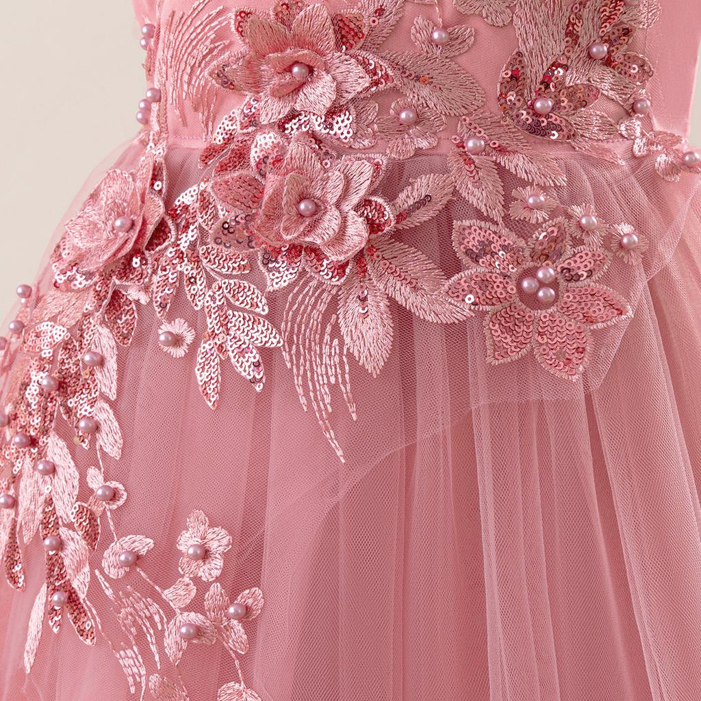 Flower Girl Princess Dress For Weddings Summer Kid Formal Bow Long Gown For School Evening Party Children Dresses ALP-0031