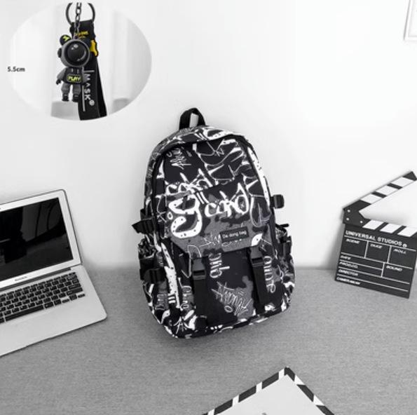 Schulrucksack trendige Marke Rucksack Herren Ins trendig cool große Kapazität Graffiti Rucksack Schüler Pendler Schulrucksack College-Studenten Reise Rucksack