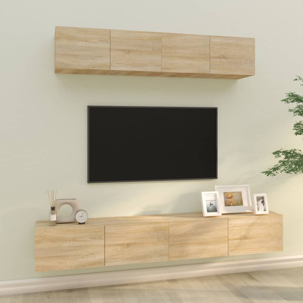 Vidaxl Zestaw 4 Szafek Telewizyjnych, Dąb Sonoma