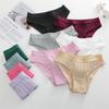 FINETOO 3Pcs/Set Cotton Striped Stretchy Underwear Women's Low Waist Panties Sexy Elastic Wide Belt Solid Color Briefs Comfort Lingerie