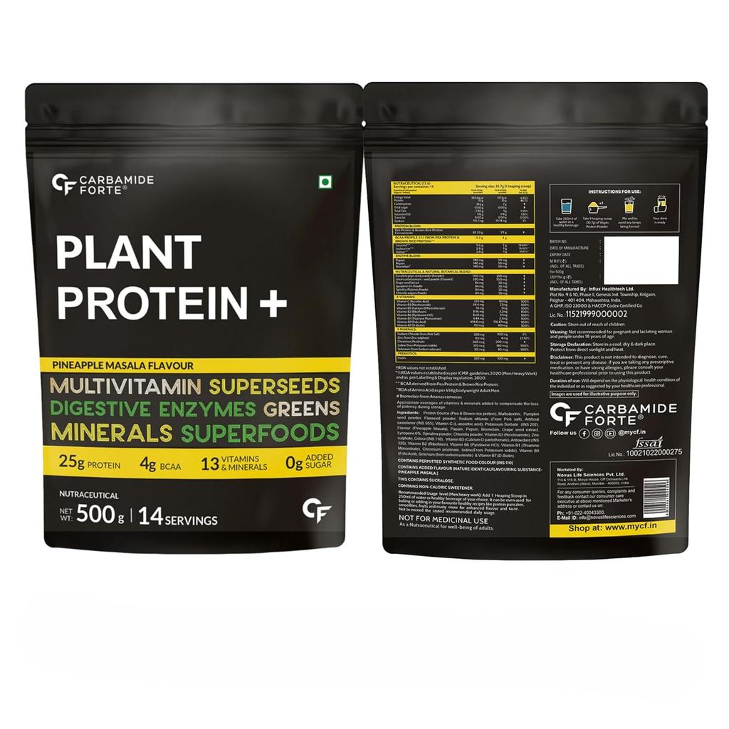 Carbamide Forte Plant Protein Powder 500g with Multivitamins Minerals Superfoods Pea Protein