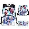 Set Zaino Scolastico per Bambini a Tema Messi con Borsa a Tracolla Astuccio per Studenti Elementari