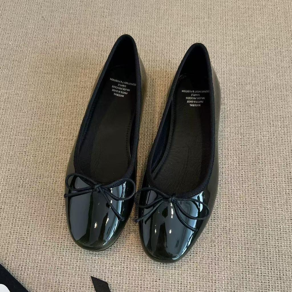 Spot~ French single shoes women's flat spring new beautiful skirt evening shoes bow ballet shoes