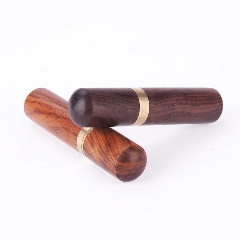 

Ведро для зубочисток из черного дерева, держатель для зубочисток, мини-коробка для пешего туризма, портативное ремесло, подарок ручной работы светло-коричневого