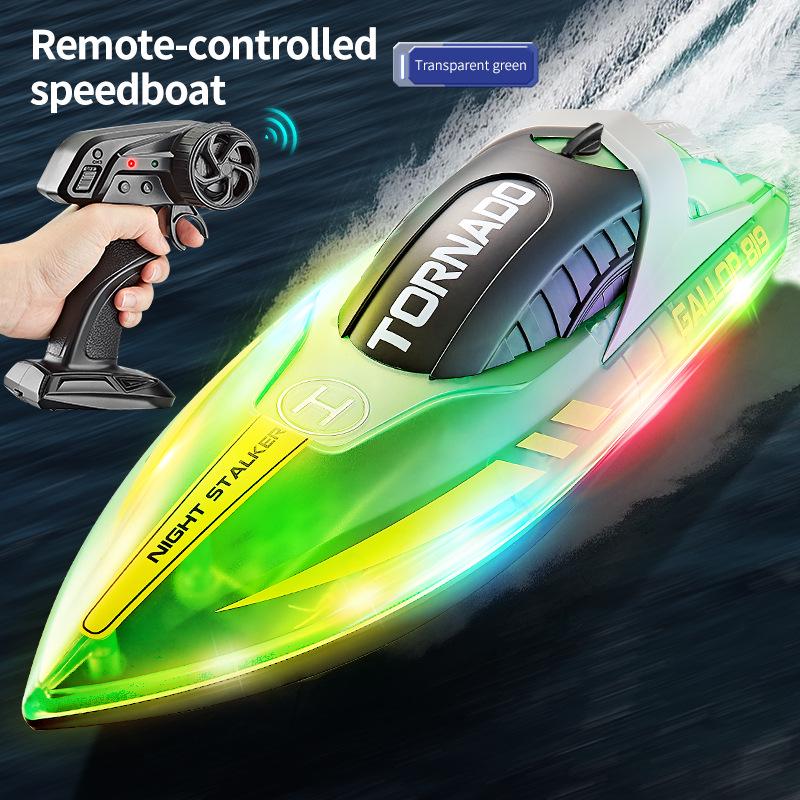 HJ819 Remote Control Speedboat: High-Speed, Rechargeable 2.4G RC Boat with LED Lights, Perfect for Kids