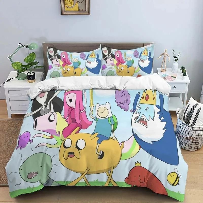 Premium Cartoon Adventure Time Finn And Jake Duvet Cover Comforter Bed Single Twin Full Queen Size 3D Youth Girl Boys Gift