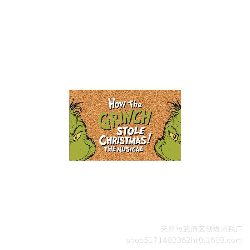 Grinch Floor Mat, Christmas Carpet, Holiday Door Mat, Green Clown Floor Mat.