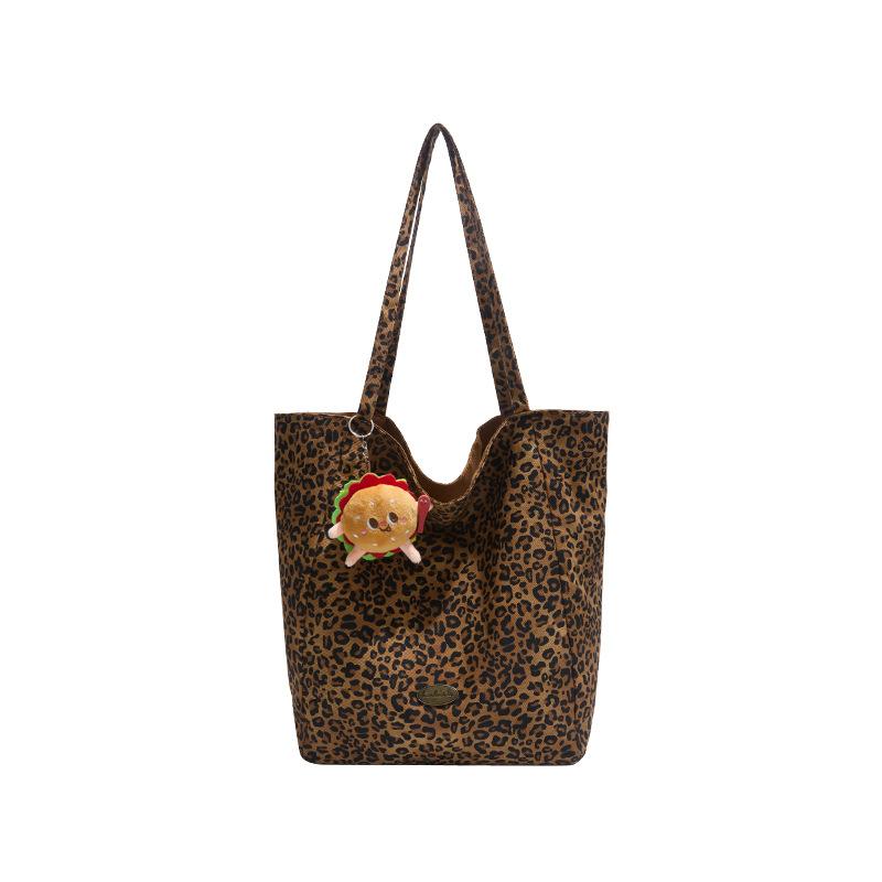 Canvas-Tasche mit Leopardenmuster für Damen, neuer Frühlings- und Sommermodetrend, lässige Umhängetasche mit großem Fassungsvermögen