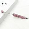 Decorative Beaded Pen Diamond Beadable Pens, Bling Rhinestone DIY Bead Pen, Crystal Shaft Craft Black Ink Ballpoint Pens for Decorations Office School