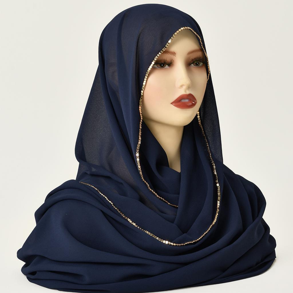 Yeni Taşlı Şifon Eşarp Tesettürlü Kadın Müslüman Tesettür Şallar Düz Bayan Moda Şal Sarma Şallar İslami Türban Kadın Başörtüsü