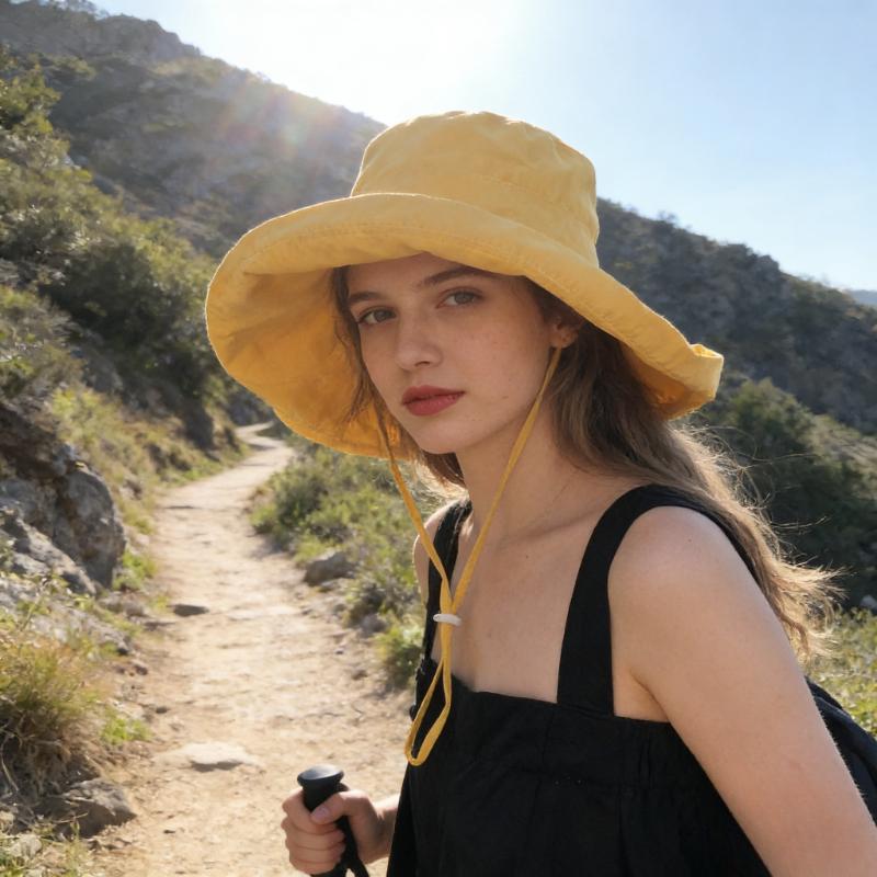 Zealous Sole Women's Lemon Yellow Large Brimmed Fisherman Hat For Summer Outings, Sun Protection Hat, Japanese Artistic Versatile Hat, Korean Version