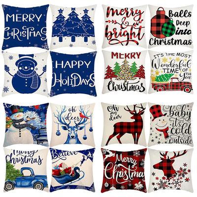 New Christmas Santa Claus Pillowcase Home Sofa Cushion Car Cushion Cartoon Christmas Pillowcase