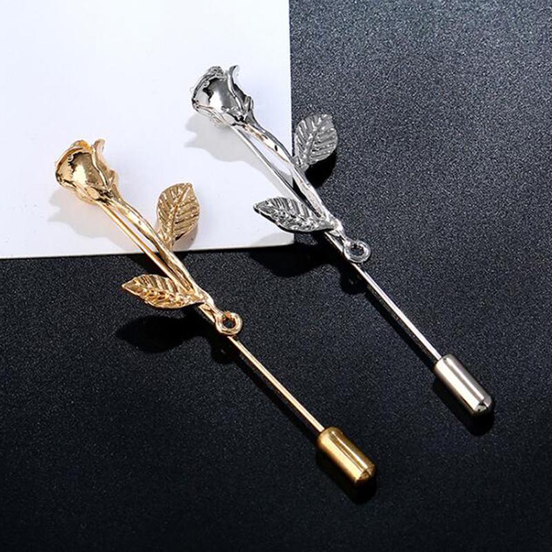 Modischer Anstecker Blumen Design Speziell Damen Broschen Goldfarbe Rose Brooch Reversnadel für Anzug Kette