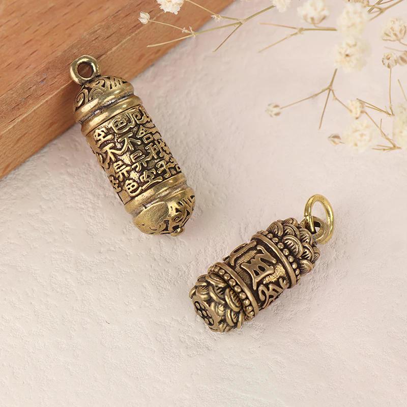 1 szt. Pusty Mosiężny Wisiorek w Kształcie Butelki Buddy Cylindryczny na Sutry Brelok Ręcznie Robiony Vintage Pojemnik Pudełko na Pigułki Butelka