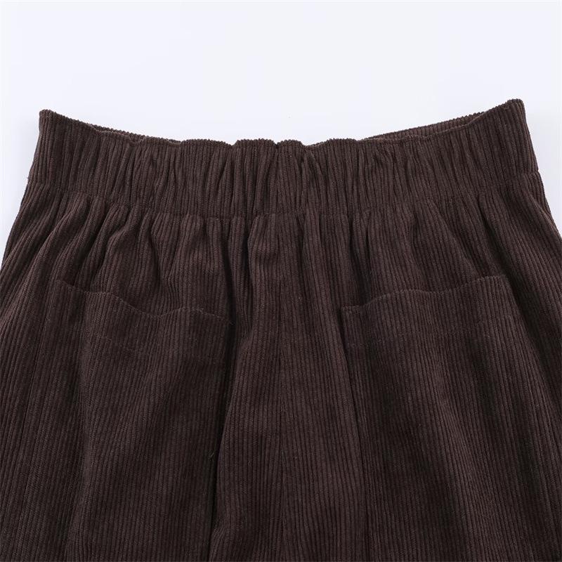 European & American Style Women's Corduroy Blazer and Wide-Leg Pants Set