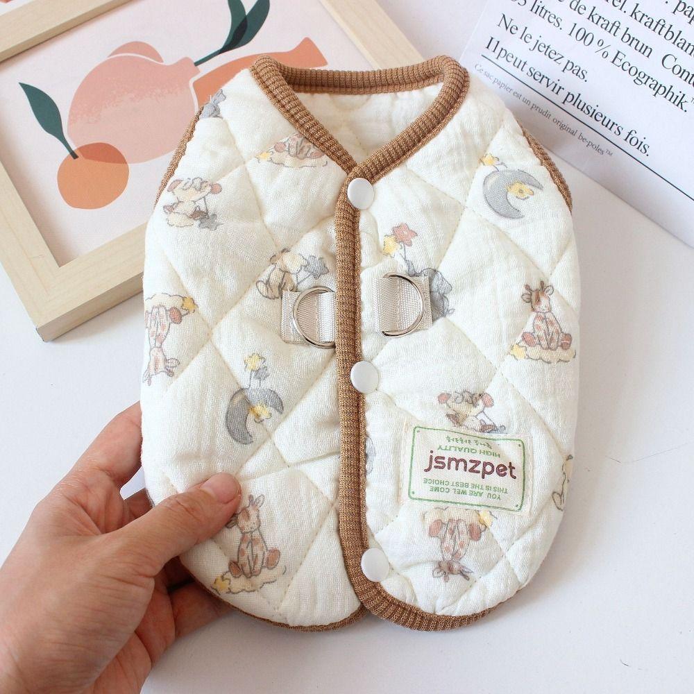 Cute Rabbit Printed Pet Dog Clothes Cat Clothes Thickened Teddy Bear Coat with Velvet Jacket Pet Supplies Puppy Clothes Vest