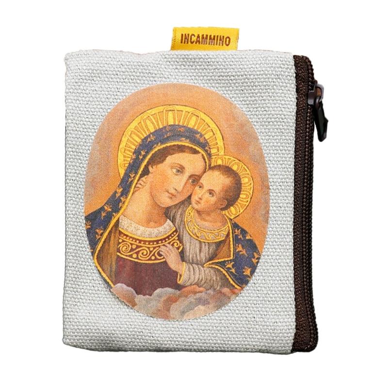 9x7cm Catholic Rosary Pouch,Coin Purse Rosary Holder Beads Bag with Zipper for Prayer Storage