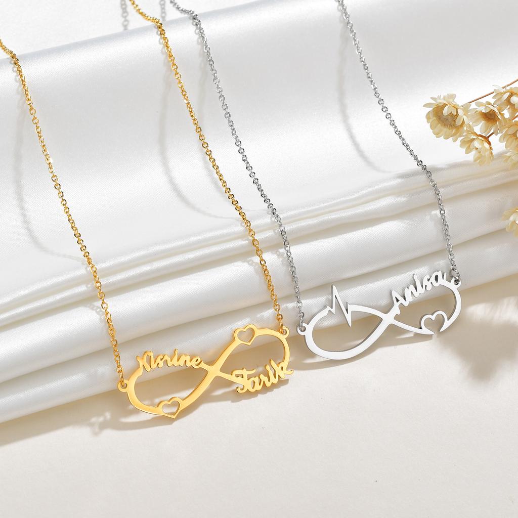 Atoztide Personalized Custom Infinity Name Necklace for Women Stainless Steel Clavicle Pendant Link Chain Birthday Jewelry Gift