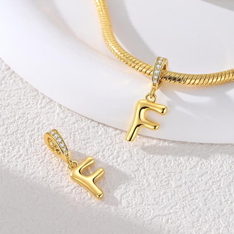 Fit Original Bangle Bracelet Diy A-Z Alphabet Charms Bead Copper Zircon Love Letter Dangle Pendant Jewelry Gift
