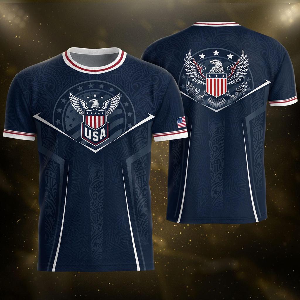 Men's USA Football Graphic Jersey Short Sleeve Crew Neck T Shirt Athletic Fit Lightweight Soccer Top for Outdoor Sports and Casual Wear