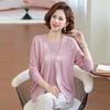 Stijlvolle Lente Gebreide Cardigan Set voor Vrouwen van Middelbare Leeftijd - Twee Delig Casual Vest