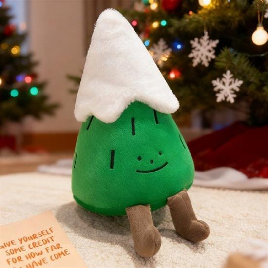 Cartoon Christmas Little Pine Tree Plush Doll Wearing Santa Hat Doll Children'S Rag Doll New Year'S Gift