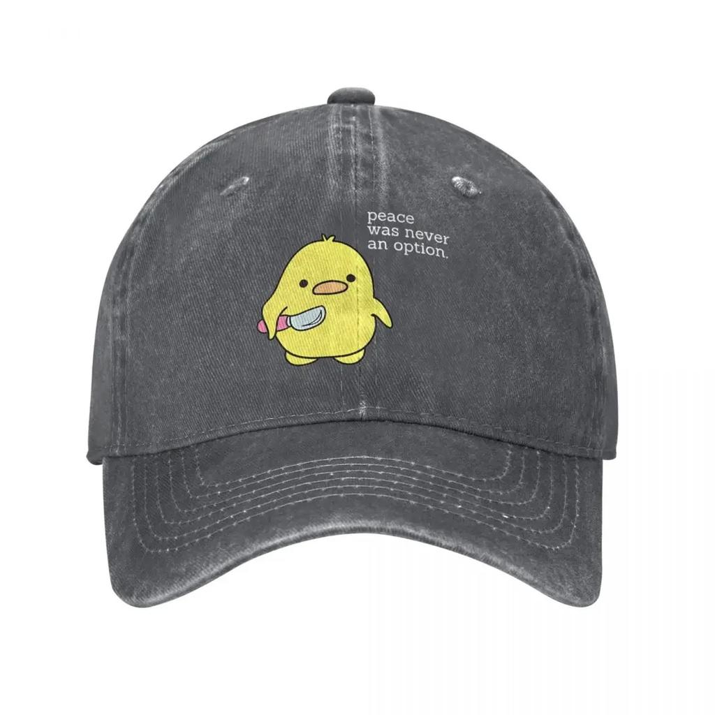 Peace Was Never An Option Duck Baseball Cap Vintage Distressed Washed Cartoon Headwear for Unisex Women Running Golf Fit Hats Cap