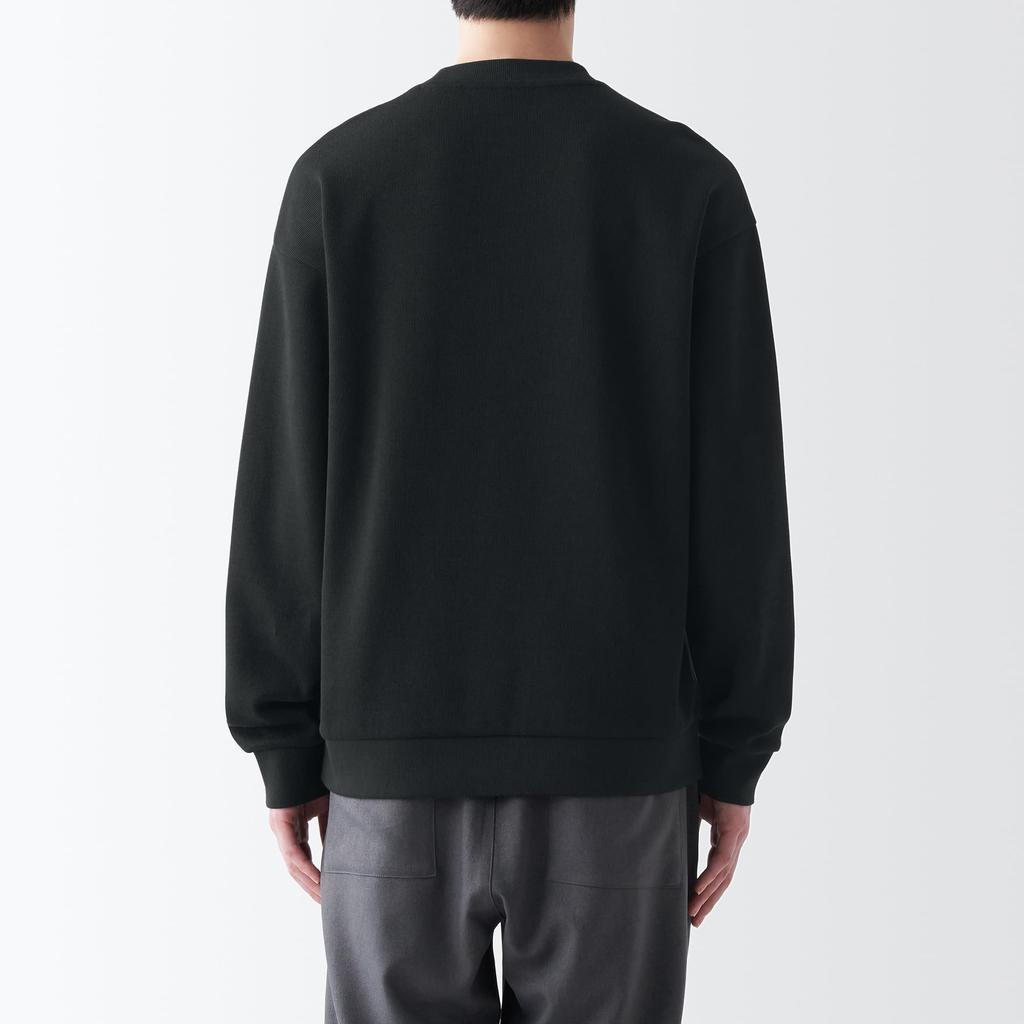 MUJI Size AB1L7A3A Men's Double-Knit Sweatshirt, Black, S,