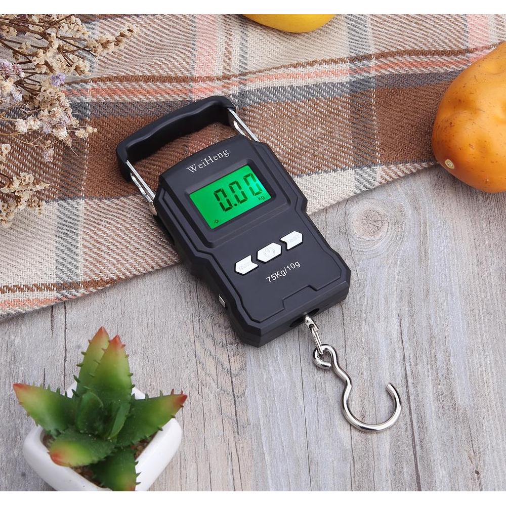 ESPLB 75kg/10g Tape Measure Digital Scale Portable Digital BackLight Fishing Hanging Hook Scale with 1M Ruler