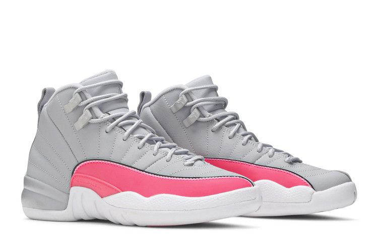 Kids' Sneakers Jordan 12 Retro Wolf Grey Racer Pink (GS) Wolf Grey/Racer Pink-Black