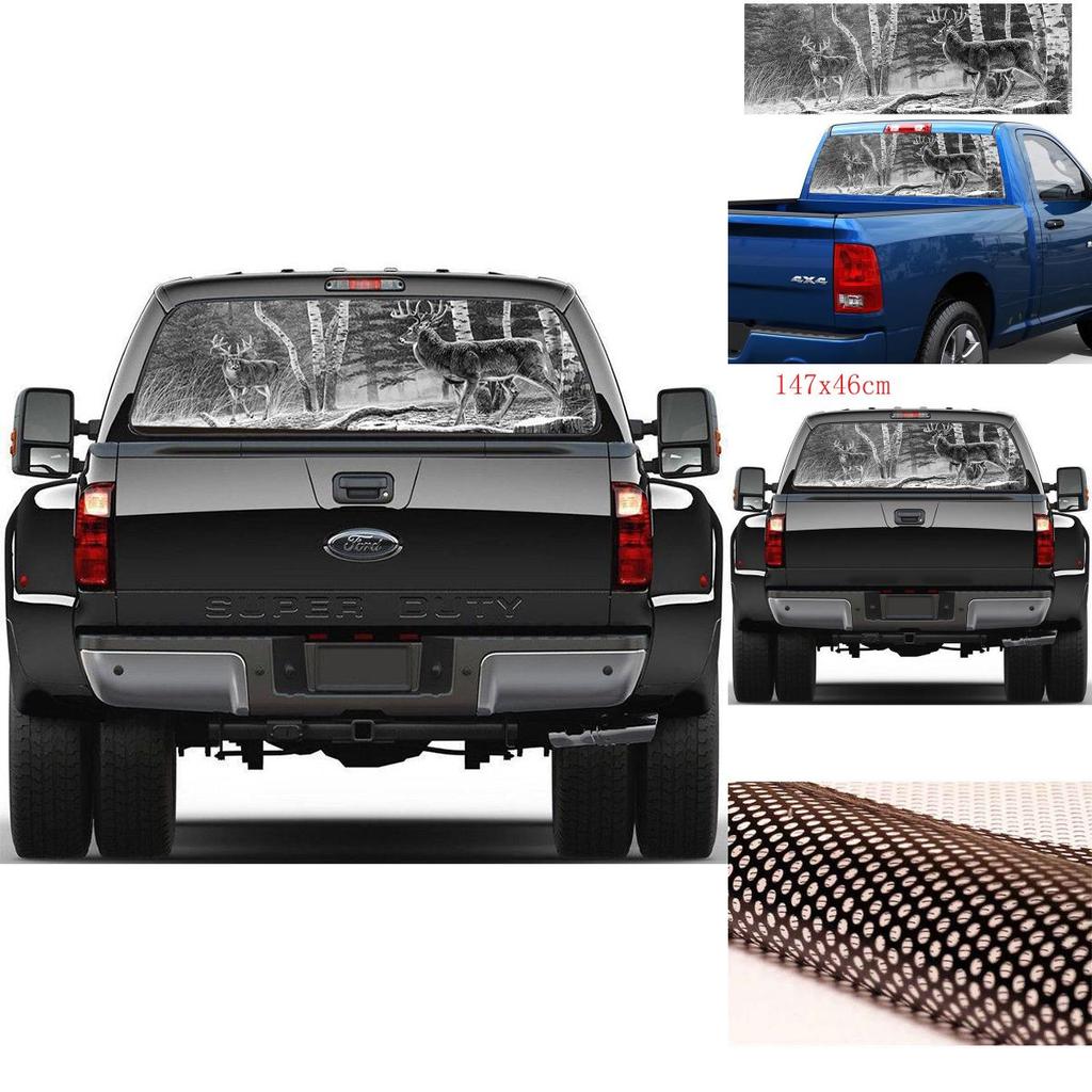 Für LKW Heckscheibe Wald Hirsch Autoaufkleber Grafiken Perforiert