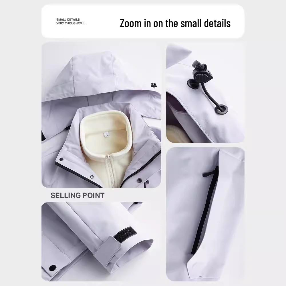 2024 Unisex 3-in-1 Windproof Outdoor Jacket with Detachable Fleece Lining for Autumn and Winter