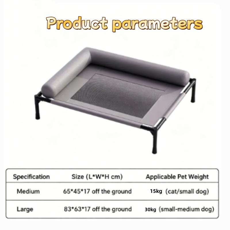 Cooling Dog Cot Bed Breathable Mesh Washable Pet Furniture with Pillow for Outdoor Indoor Camping Patio Sunbathing
