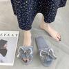 Mao Mao Cotton Slippers 2020 New Autumn and Winter One-word Bow Slippers Indoor and Outdoor Warm Fashion Flat Slippers
