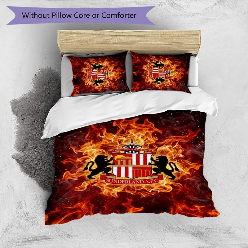 Sunderland Football Printed 3 Pieces Bedding Set, Comfortable Skin Friendly Bedroom Duvet Cover Set