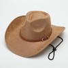 Hot-selling Top Hat, Ethnic Style Cow Label, Western Cowboy Top Hat, Rolled Brim, Retro Riding Hat, Woolen Felt Hat