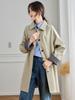 Elegant Minimalist Women's Trench Coat - Korean Style, Loose Fit, Mid-Length, Slimming Silhouette