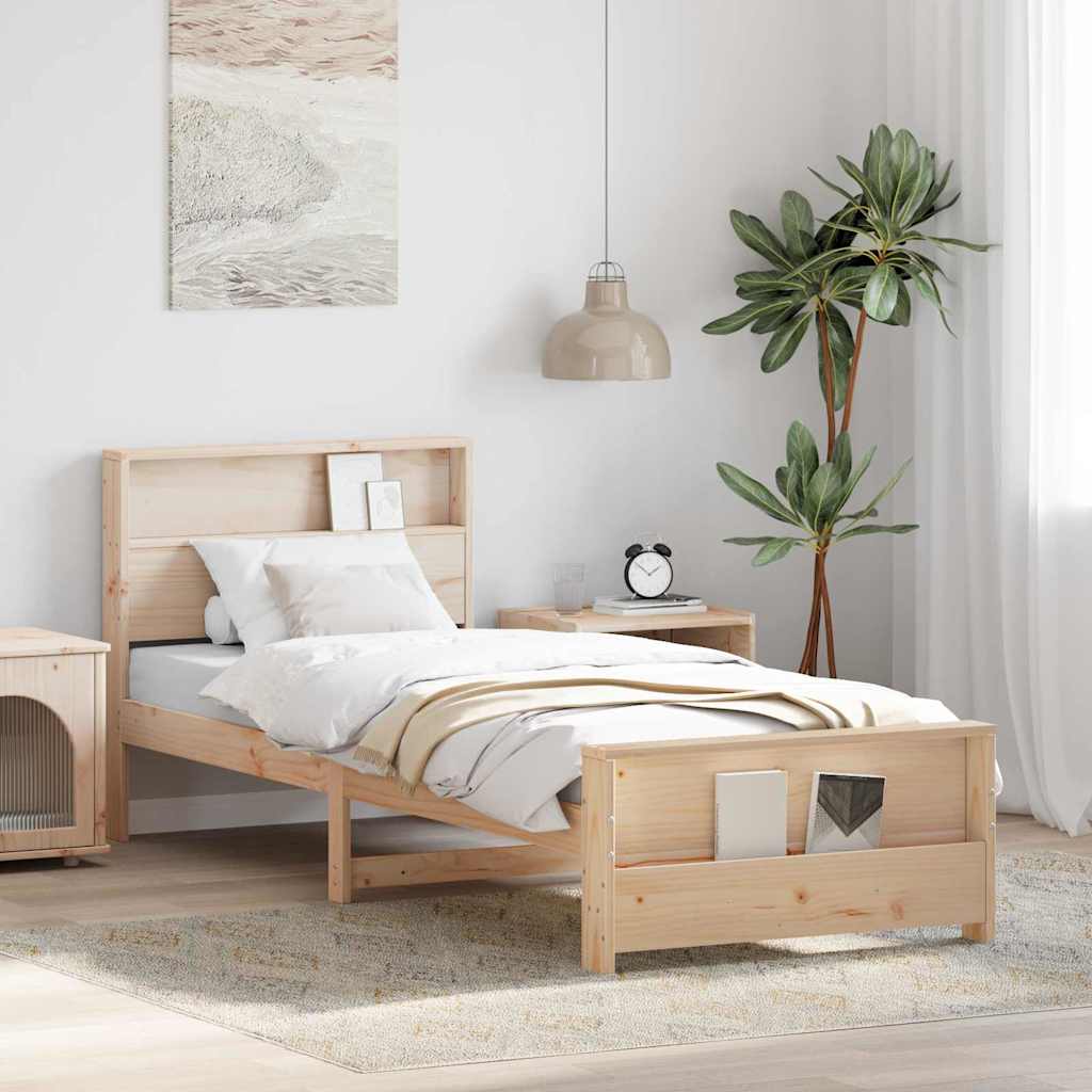 Bed Frame with Headboard Brown 75 x 190 cm Engineered Wood
