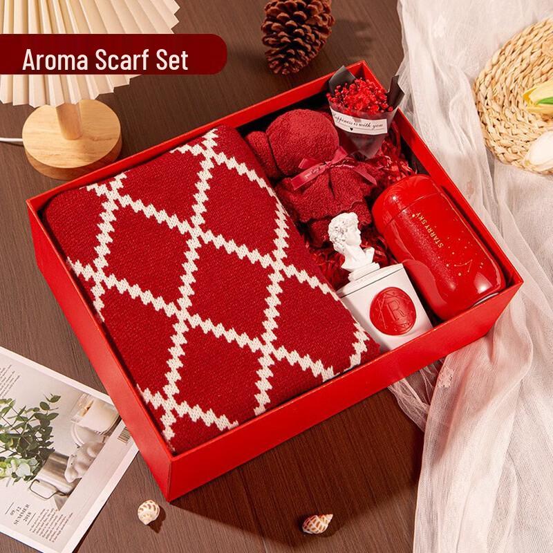Premium Winter Holiday Gift Set Scarf, Starry Cup, Aroma Diffuser, Towel