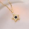 Colorful Zircon Pentagonal Star Pendant Necklaces for Women Girls Stainless Steel Trendy Vintage Star Jewelry Accessories Gifts