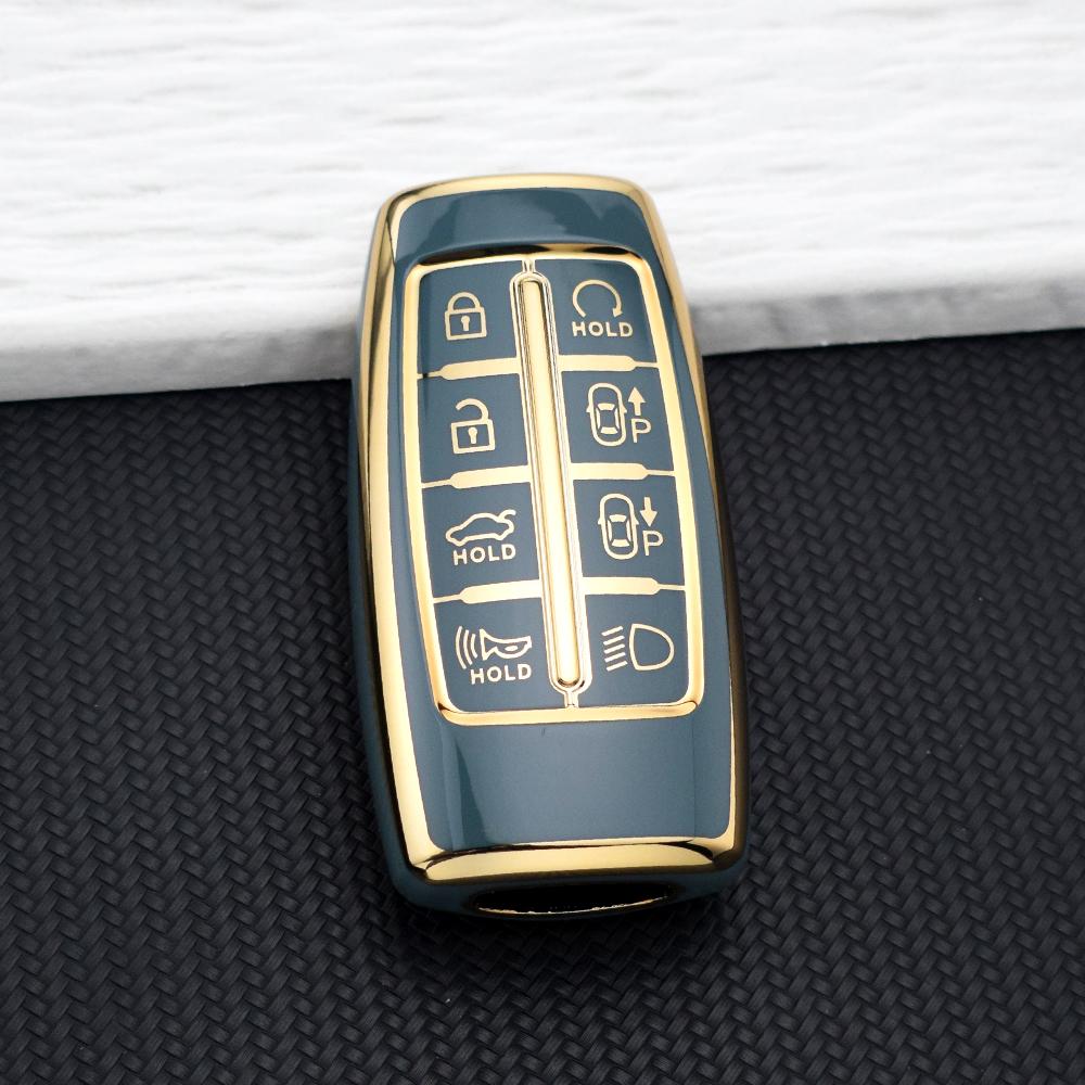 4/8 Buttons Soft TPU Car Key Case Cover for Hyundai Genesis G80 GV70 GV80 GV90 2020-2025 Key Fob Holder Keychain Accessories