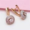 Purple Gold Inlaid Zircon Earrings Full Of Diamonds Classic Luxury Temperament Solid Rose Gold Plated Earrings