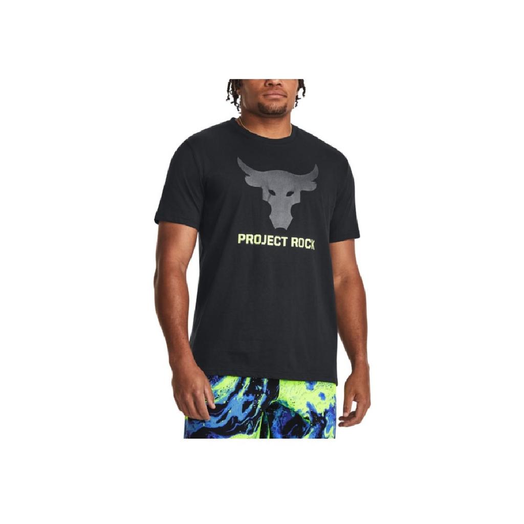 Under Armour Project Rock American Retro Letter Logo Print Casual Sports Crew Neck Short Sleeve T-Shirt Men T-Shirts Black 1380520-001
