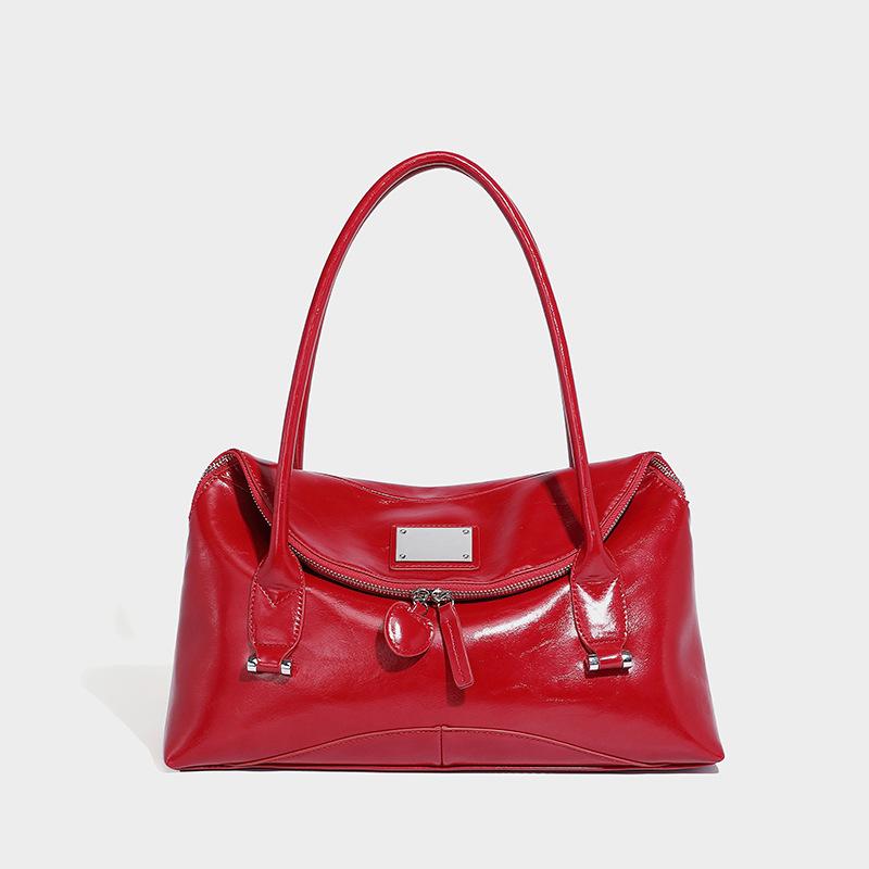 

2025 Spring New Niche Design Handbag Fashionable Commuting Large Capacity High-End Single Shoulder Crossbody Tote Bag червоний