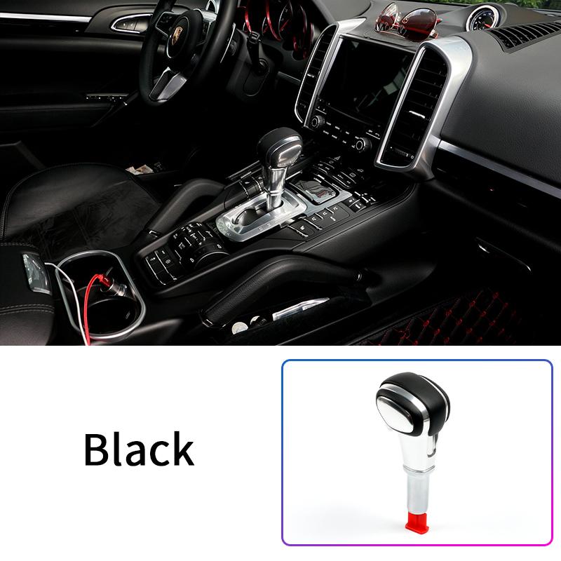 Elegant Interior Retrofit Aluminum Alloy Gear Shift Knob Upgrade Kit Carbon Fiber Leather for Porsche Cayenne 2011-2017