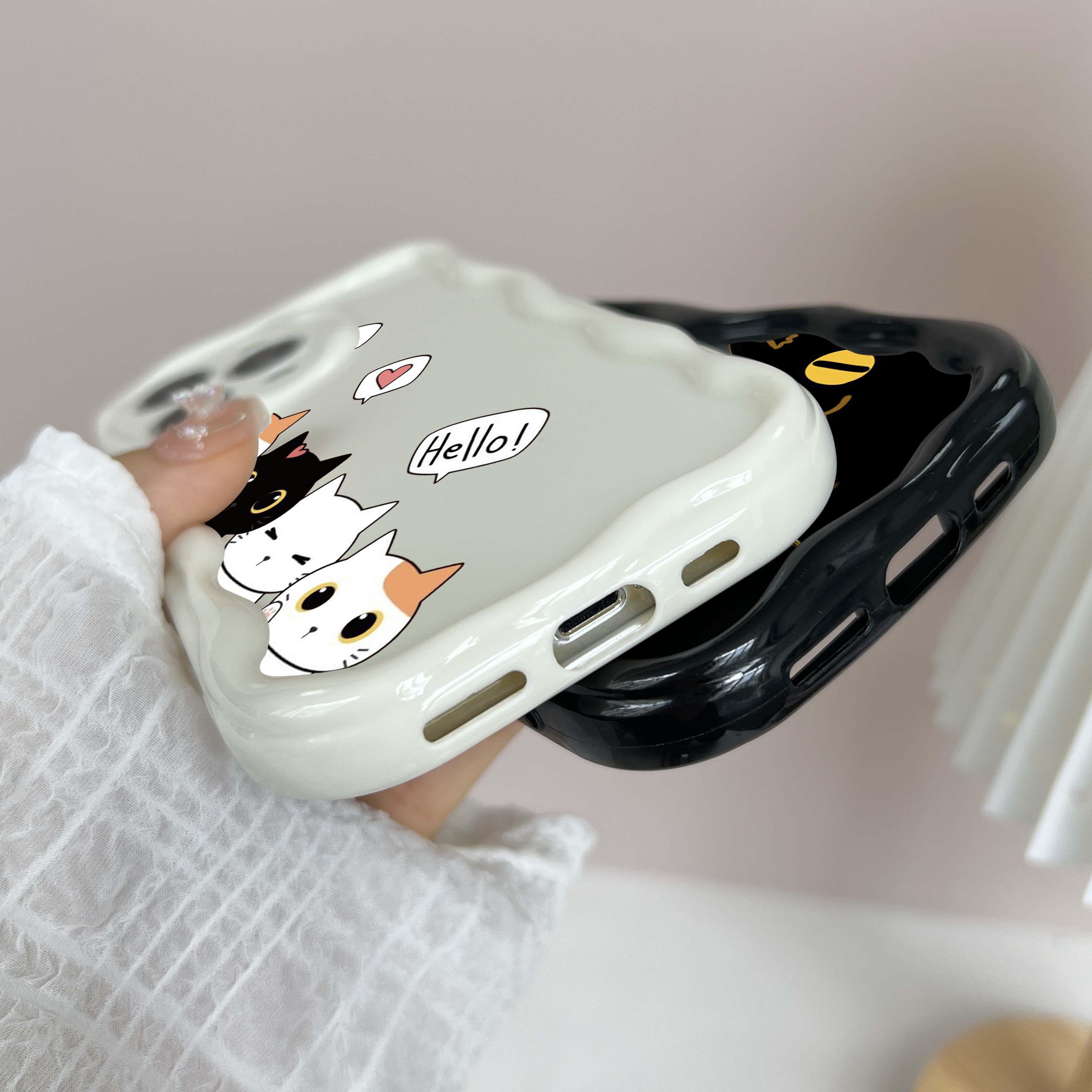 LZ9 мультяшный кот милый художественный дизайн прозрачные мягкие волнистые чехлы — фото 10