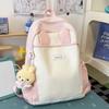 Schoolbag milk fufu color matching three-dimensional rabbit ear backpack soft cute girl holiday girlfriends travel fresh age reduction small backpack