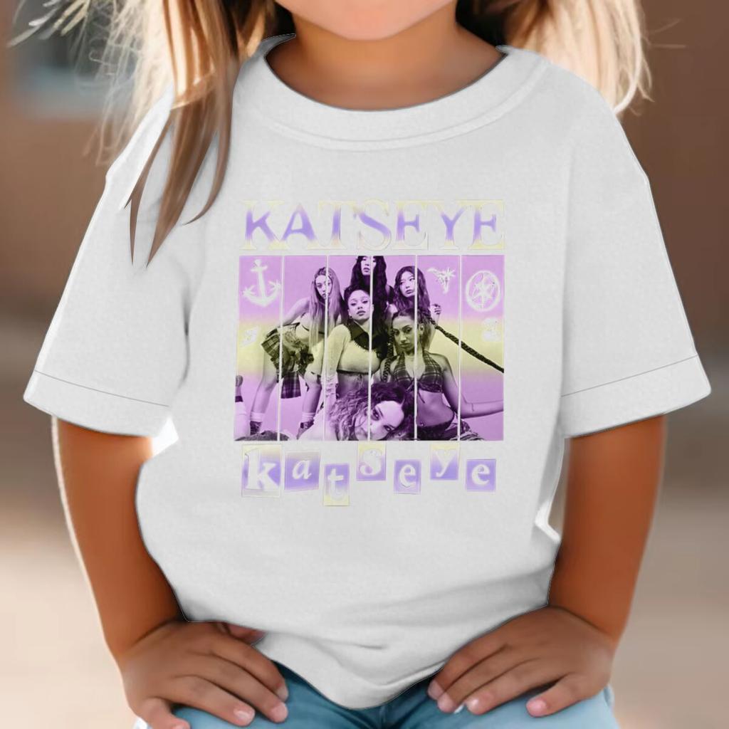 Katseye Print Girls Tshirt Toddler Top Summer Short Sleeve Tops Girl Group Katseye Graphic T Shirt Kids Casual Cotton T-shirt